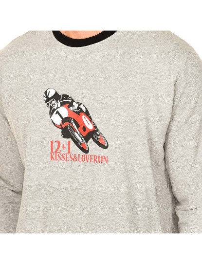 imagem de Pijama De Inverno De Pelúcia Com Vento De Moto Homem Cinza E Preto3