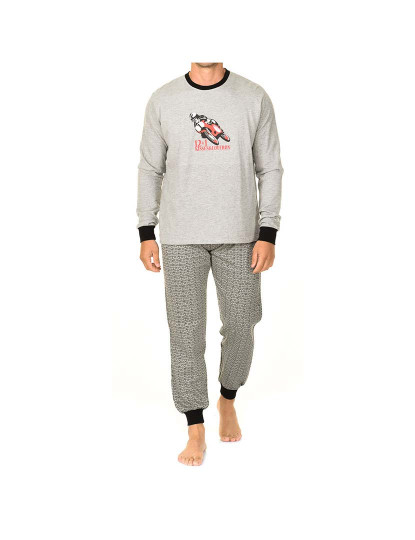 imagem de Pijama De Inverno De Pelúcia Com Vento De Moto Homem Cinza E Preto2