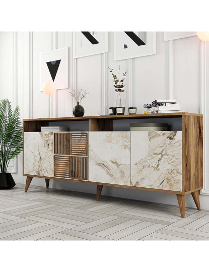 imagem de Aparador Milan Walnut Branco Mármore2