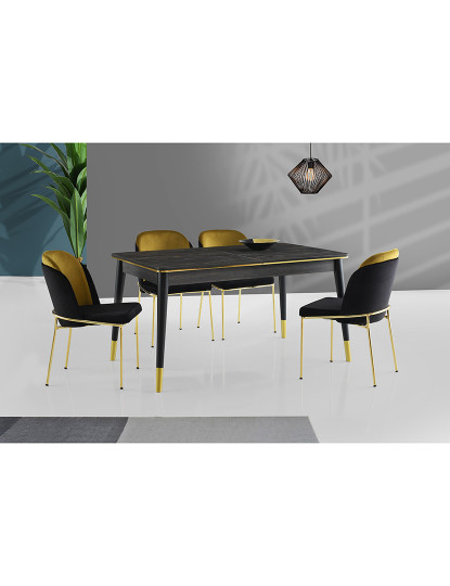 imagem de Mesa Jantar Flora Preto Dourado1