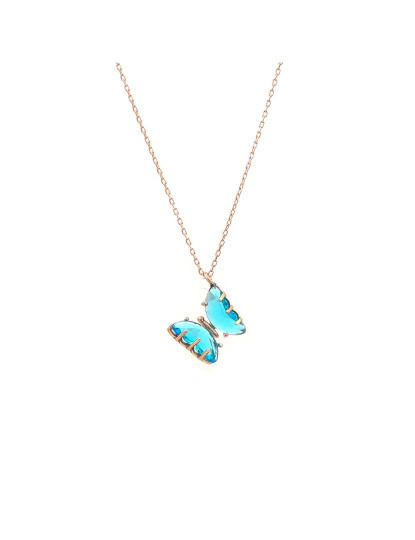 imagem de Colar Rosa Dourado e Azul2