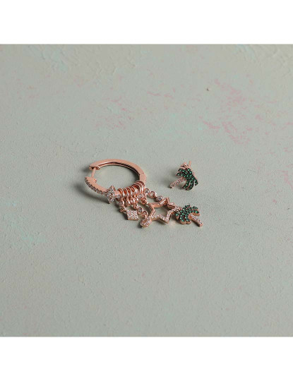 imagem de Brincos Rosa Dourado e Verde1