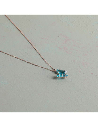 imagem de Colar Rosa Dourado e Azul1