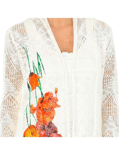 imagem de Cardigan Senhora Branco-multicolor2