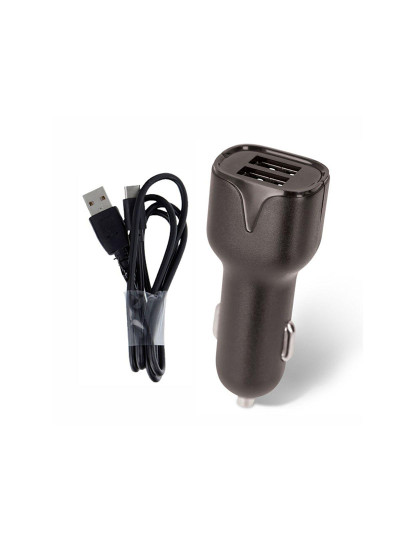 imagem de Adaptador Isqueiro 2 USB-A 5V 2.4A C/ Cabo USB-A / USB-C 1m 1