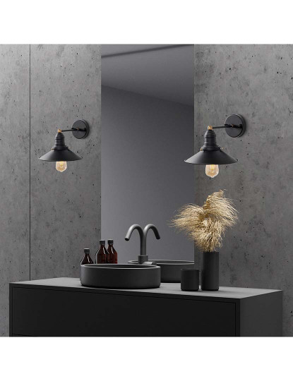 imagem de Candeeiro Parede Conical-12195 Preto Antique3