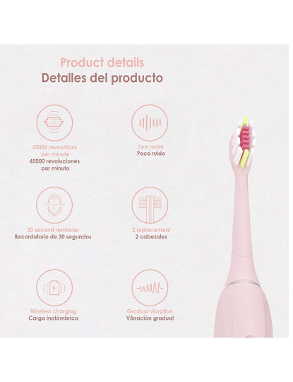 imagem de Escova de Dentes Elétrica Rosa Claro2