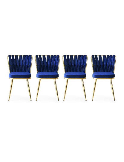 imagem de Pack 4 Cadeiras Dourado Azul Navy1