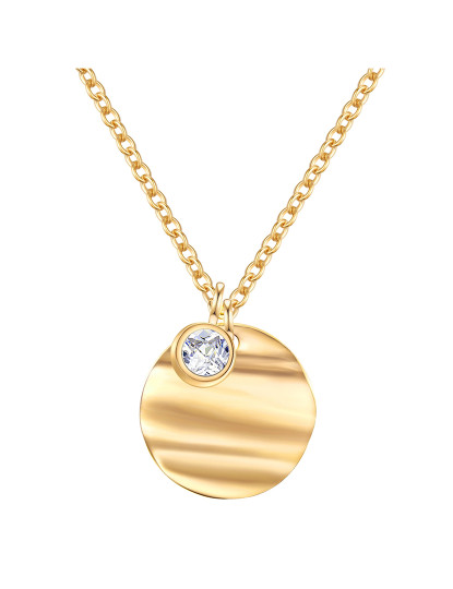 imagem de Colar com pingente aço inoxidável Dourado zircônia branco1