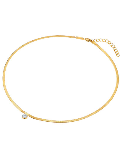 imagem de Colar com pingente aço inoxidável Dourado zircônia branco3