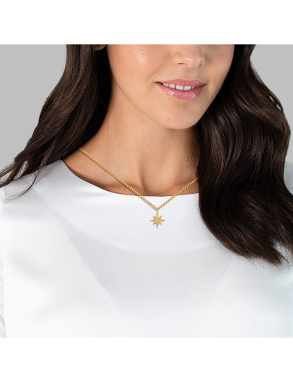 imagem de Colar com pingente aço inoxidável Dourado zircônia branco2