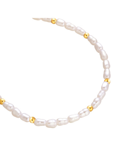 imagem de Pulseira aço inoxidável ouro amarelo pérola (sintet.) branco2