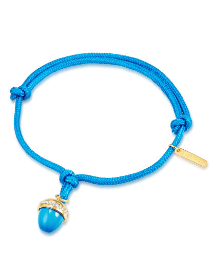 imagem de Pulseira aço inoxidável ouro amarelo têxtil (azul) preciosa branco vidro azul1