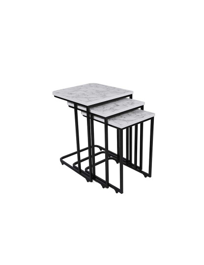 imagem de Mesa Aninhamento 3 peças Ce Metal Zigon Branco Preto3