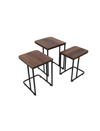 imagem de Mesa Aninhamento 3 peças Ce Metal Zigon Walnut Preto6