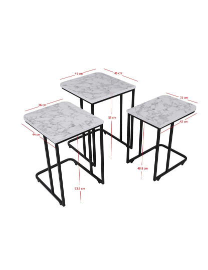 imagem de Mesa Aninhamento 3 peças Ce Metal Zigon Branco Preto10