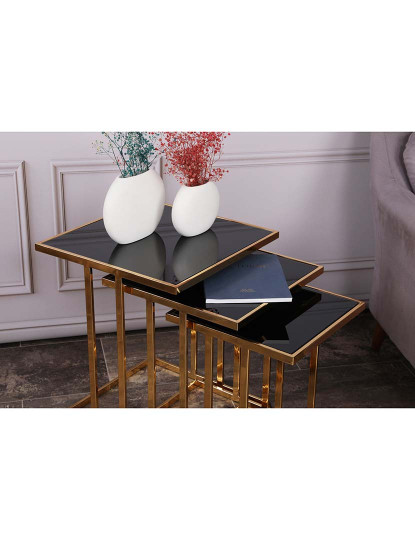 imagem de Mesa Aninhamento 3 peças Zen Dourado Preto2