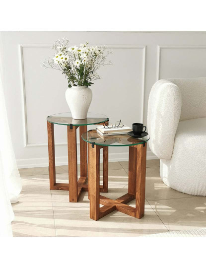 imagem de Mesa Aninhamento 2 Peças Amalfi Walnut1