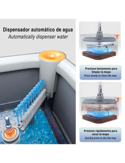 imagem de Sistema De Mopa E Balde Giratório Quadrado De Fácil Lavagem 4 Recargas5