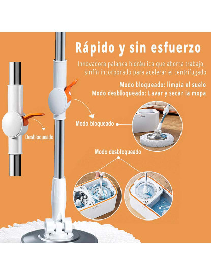 imagem de Sistema De Limpeza De Chão Balde Mopa Giratória 360 Com 6 Recargas3