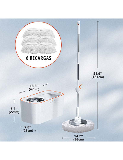 imagem de Sistema De Limpeza De Chão Balde Mopa Giratória 360 Com 6 Recargas2