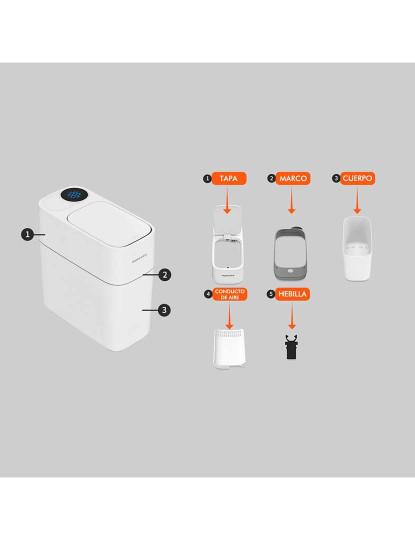 imagem de Caixote Lixo Design Adsorção Automática 10L Inclui 20 Sacos Lixo2