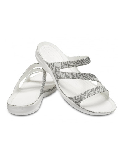 imagem de Crocs Swiftwater Graphic Sandal W Cinza Diamond E Branco3