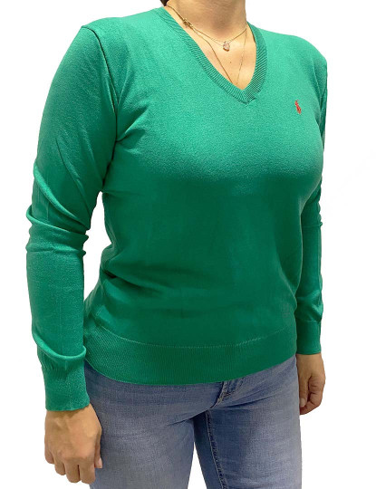 imagem de Pullover Decote em  V Senhora Verde Logotipo Vermelho1