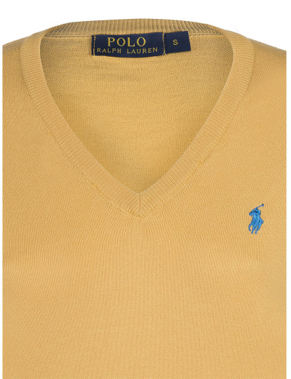imagem de Pullover Decote em  V Senhora Amarelo Logotipo Azul Marinho 3