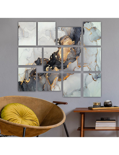 imagem de Conjunto 12 Telas MDF Abstract Grey1