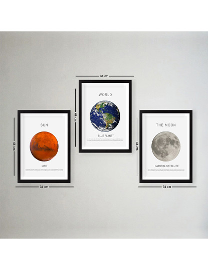 imagem de Conjunto 3 Quadros Sun, Earth & Moon2