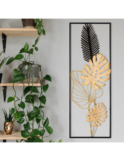 imagem de Decoração Parede Metal Leaves Black & gold1