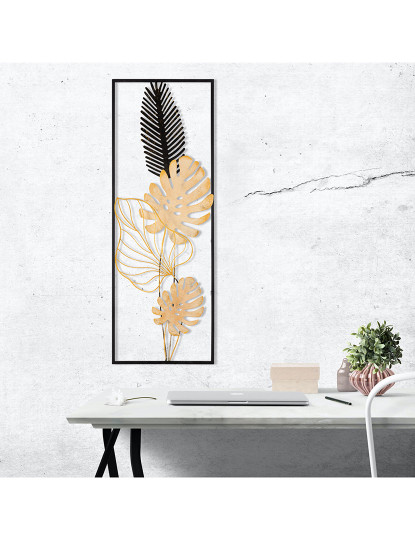 imagem de Decoração Parede Metal Leaves Black & gold2