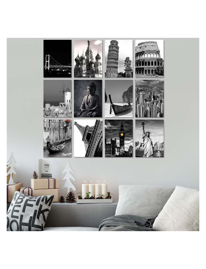 imagem de Conjunto 12 Telas MDF Cities Black/White1