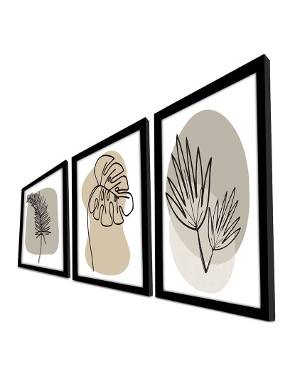 imagem de Conjunto 3 Quadros MDF Leaves Nude3