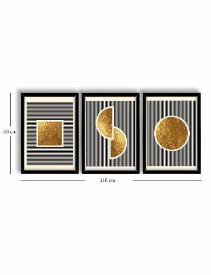 imagem de Conjunto 3 Quadros MDF Shapes Gold Grey2