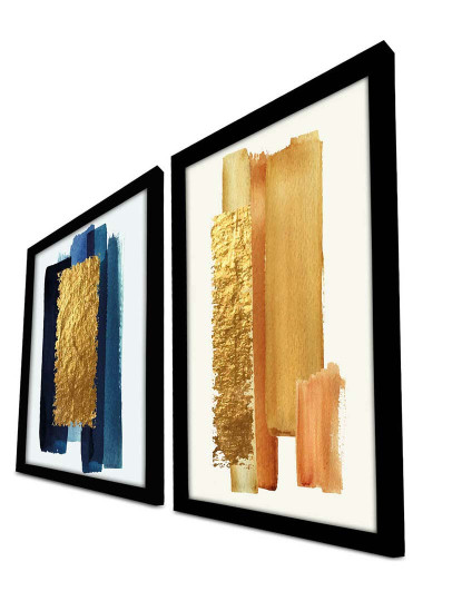 imagem de Conjunto 2 Quadros MDF Strippes Gold3