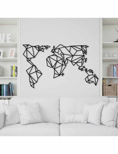 imagem de Decoração Parede Metal Geometric World Map1