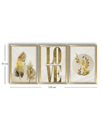 imagem de Conjunto 3 Quadros MDF Love Leaves2