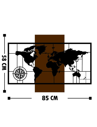 imagem de Decoração Parede Madeira World Map With Compass3