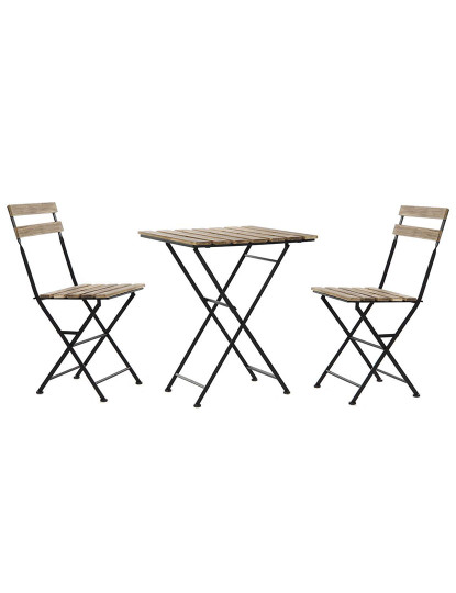 imagem de Conjunto De Mesa Com Cadeiras Preto Metal Castanho Pinheiro (3 Pcs)1