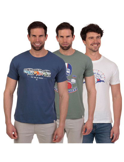 imagem de Pack de 3 T-Shirts Homem Azul-Verde-Branco1