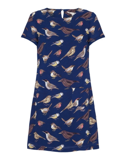 imagem de Vestido com Padrão Passaro Azul Navy Senhora2