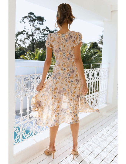 imagem de Vestido Midi Senhora Estampado Bege E Floral2