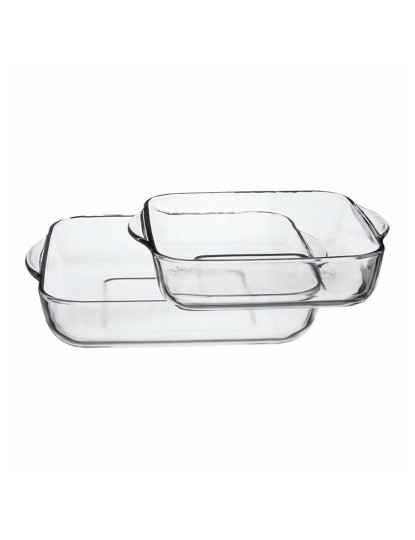 imagem de Conjunto Tabuleiros Cozinha Transparente Vidro De Borosilicato 2 Pcs3