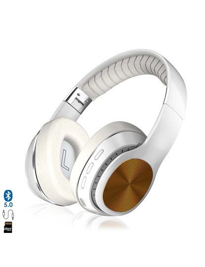 imagem de Fones VJ320 HiFi Bluetooth 50 com alta-voz rádio FM leitor micro SD Branco1