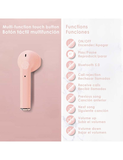 imagem de Auriculares Tws I2 Bluetooth 50 Touch com Base de Carregamento Rosa 5