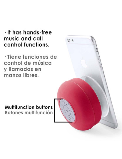 imagem de Coluna Rariax Bluetooth c/ Ventosa Vermelho2