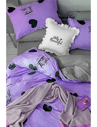 imagem de Conjunto Roupa Cama Solteiro Hearts Roxo1