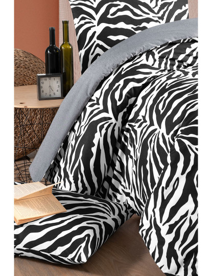 imagem de Conjunto Roupa Cama Casal Zebra Preto2